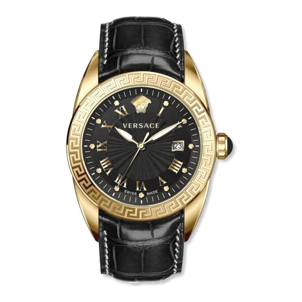 Versace  V Sport II Leather Watch Gold Mens